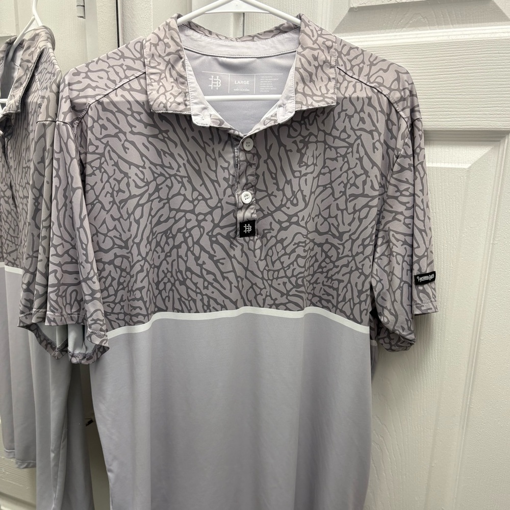 Hazards & Bogeys Gray Patterned Men's Polo Shirt